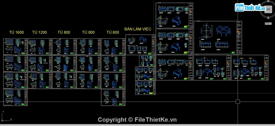 File cad các loại tủ,File cad các bàn làm việc,file cad tủ,file cad đồ nội thất