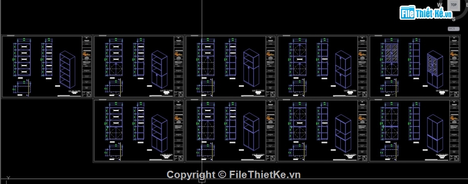 File cad các loại tủ,File cad các bàn làm việc,file cad tủ,file cad đồ nội thất