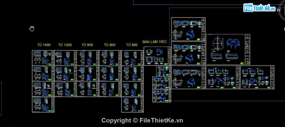 File cad các loại tủ,File cad các bàn làm việc,file cad tủ,file cad đồ nội thất