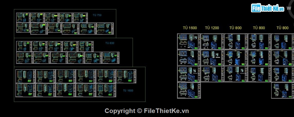 File cad các loại tủ,File cad các bàn làm việc,file cad tủ,file cad đồ nội thất