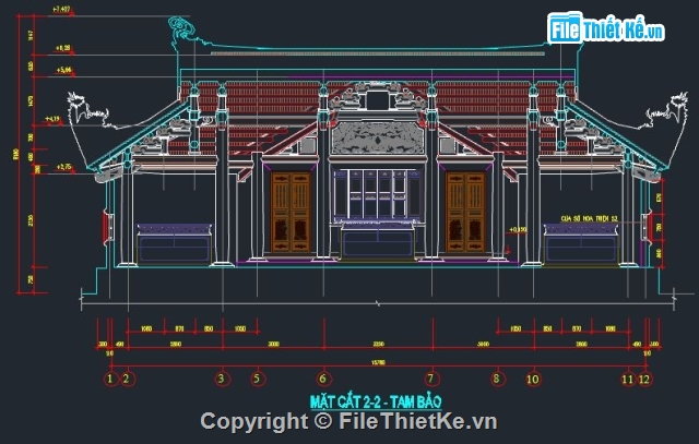 thiết kế chùa,đền thờ,bản vẽ đền thờ,đền chùa,bản vẽ kiến trúc đền thờ