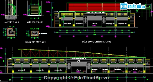 kiến trúc chợ,thiết kế kiến trúc chợ,chợ,Thiết kế kiến trúc,Bản cad thiết kế,bản vẽ thiết kế