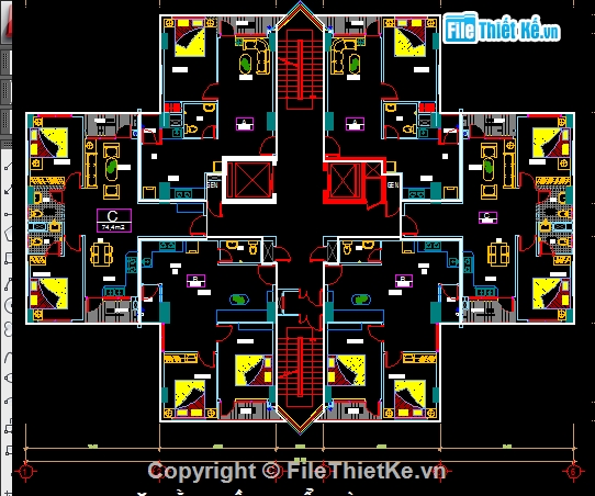 thiết kế chung cư,kiến trúc chung cư,file cad kiến trúc,chung cư 18 tầng,cad chung cư,18 tầng