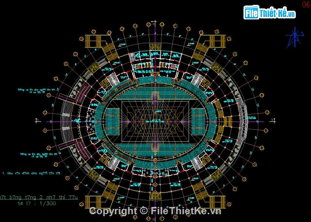 File thiết kế,File cad thiết kế,Bản vẽ kiến trúc sân vận động,sân vận động