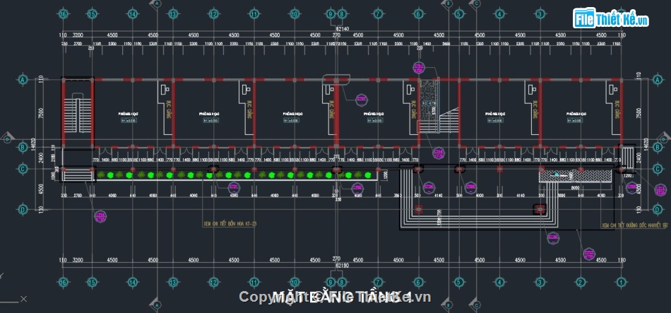 Nhà lớp học 3 tầng 18 phòng,Trường THPT,Trường THCS