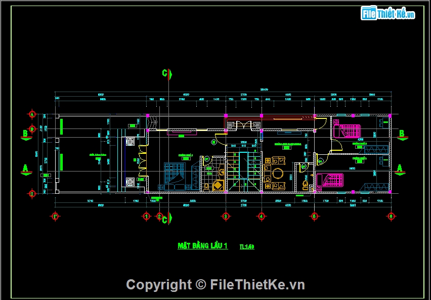 nhà phố 3 tầng 6x18.5m,nhà phố tân cổ điển,kiến trúc nhà phố,File cad nhà phố,File thiết kế nhà 3 tầng