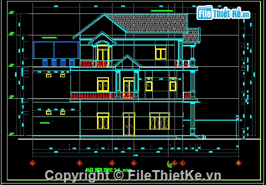 nhà phố 3 tầng 6x18.5m,nhà phố tân cổ điển,kiến trúc nhà phố,File cad nhà phố,File thiết kế nhà 3 tầng
