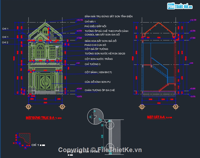 nhà 2 tầng mái ngói,nhà phố 2 tâng,nhà phố 5x20m,file cad nhà phố 2 tầng