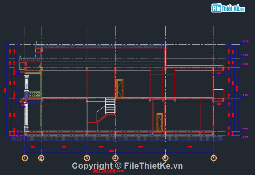 nhà 2 tầng mái ngói,nhà phố 2 tâng,nhà phố 5x20m,file cad nhà phố 2 tầng