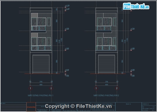 File cad thiết kế Nhà phố 3 tầng kích thước 4x16m