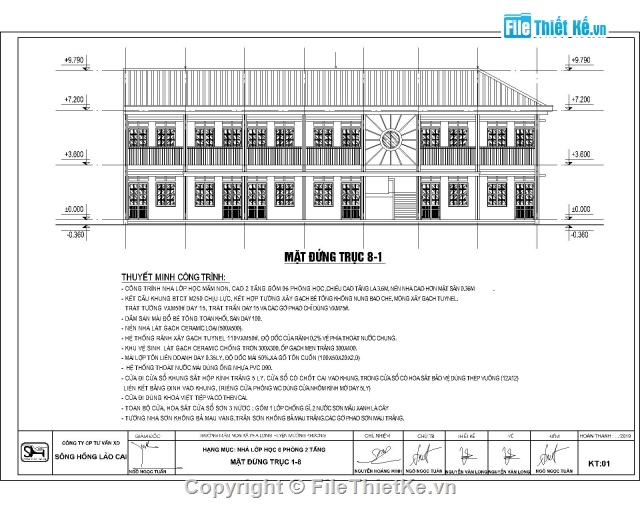 bản vẽ trường mầm non 2 tầng,trường mầm non 2 tầng 6 phòng,trường mầm non 2 tầng 12.2x27m,thiết kế trường mầm non 2 tầng