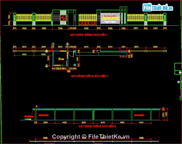 cổng tường rào,bản vẽ cổng,bản vẽ tường rào