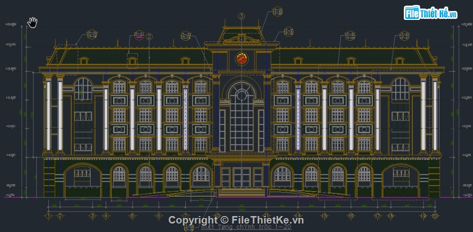 Trụ sở làm việc 2 tầng,file cad trụ sở làm việc,bản vẽ cad trụ sở huyện