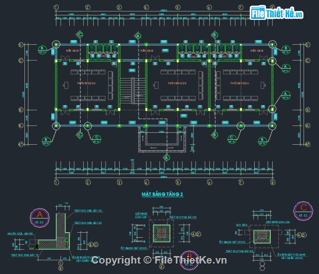 trường học 2 tầng,bản vẽ trường học,nhà lớp học 2 tầng,trường học 2 tầng 6 phòng,trường học 6 phòng 2 tầng