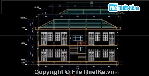 trường học 2 tầng,file cad trường học 2 tầng,autocad trường học,trường học file cad