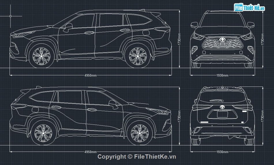 mẫu xe ô tô,bản vẽ tuyến hình,Toyota Highlander Hybrid