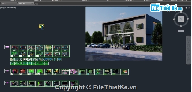 File Cad Văn Phòng Làm Việc 2 Tầng 15X25M . Full Kiến Trúc, Điện Nước