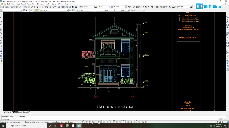 File cad nhà phố 2 tầng,biệt thự 2 tầng 6.2x15.6m,bản vẽ kiến trúc,bản vẽ kết cấu,hồ sơ xin cấp phép xây dựng