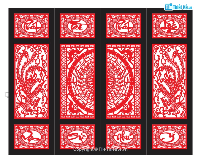 Cổng chim phượng cnc,file cnc cổng 4 cánh,mẫu cổng 4 cánh cnc,cắt cnc cổng 4 cánh