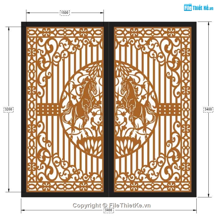 cổng cắt cnc,file cnc cổng 2 cánh,cổng ngựa cnc