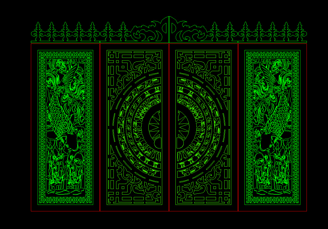 mẫu cắt cnc cá chép tài lộc,trống đồng,mẫu cửa 4 cánh cnc,Cửa 4 cánh cá chép trống đồng,CNC cửa 4 cánh đẹp,Cổng cắt CNC 4 cánh