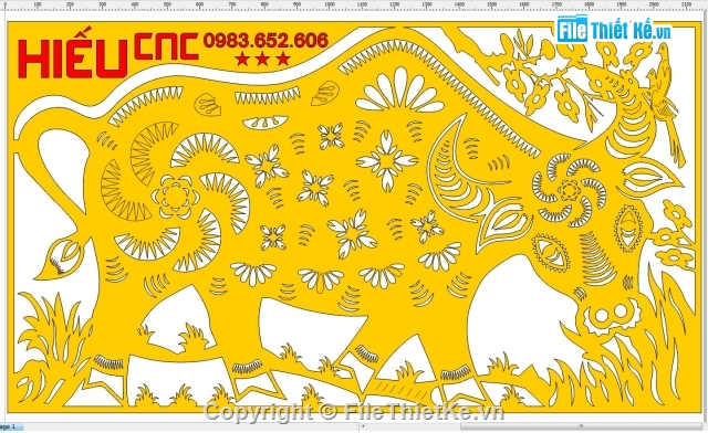 con trâu,cắt CNC,tranh cnc,tranh CNC con trâu