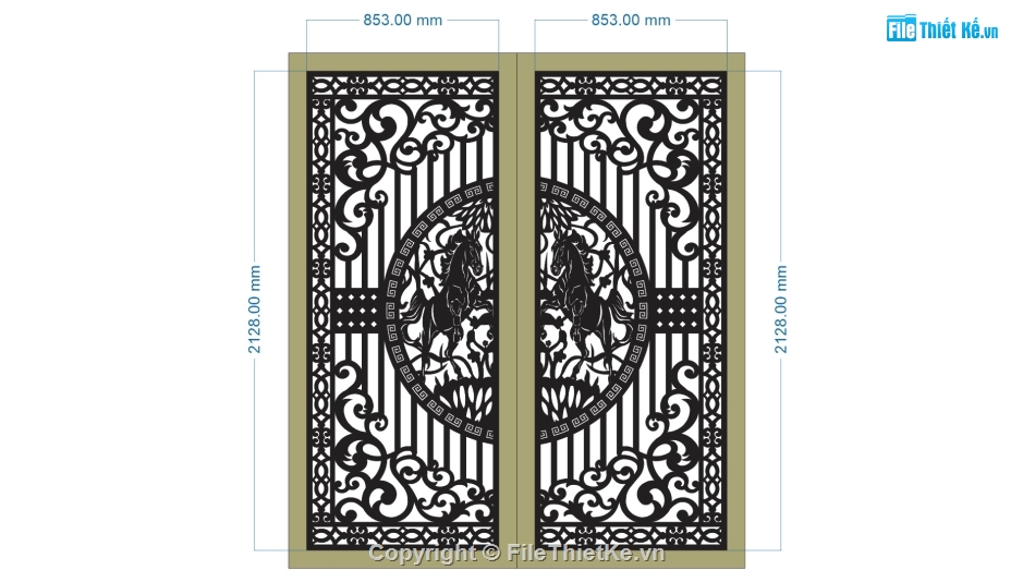 cổng ngựa cnc,file cnc cổng 2 cánh,mẫu cổng ngựa 2 cánh