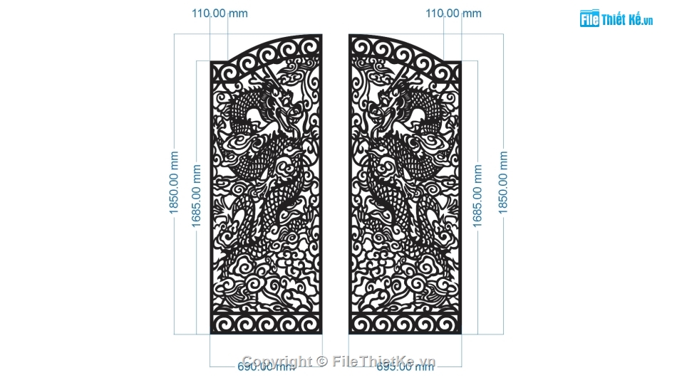 File cổng 2 cánh cnc,cổng rồng 2 cánh,file cnc cổng 2 cánh