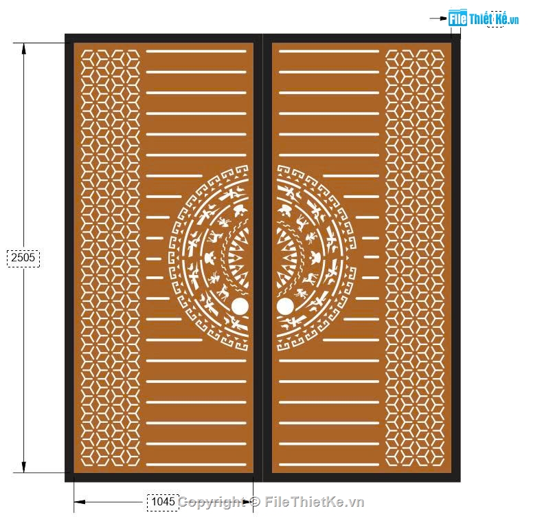 cổng trống đồng cnc,File cổng 2 cánh cnc,cổng trống đồng