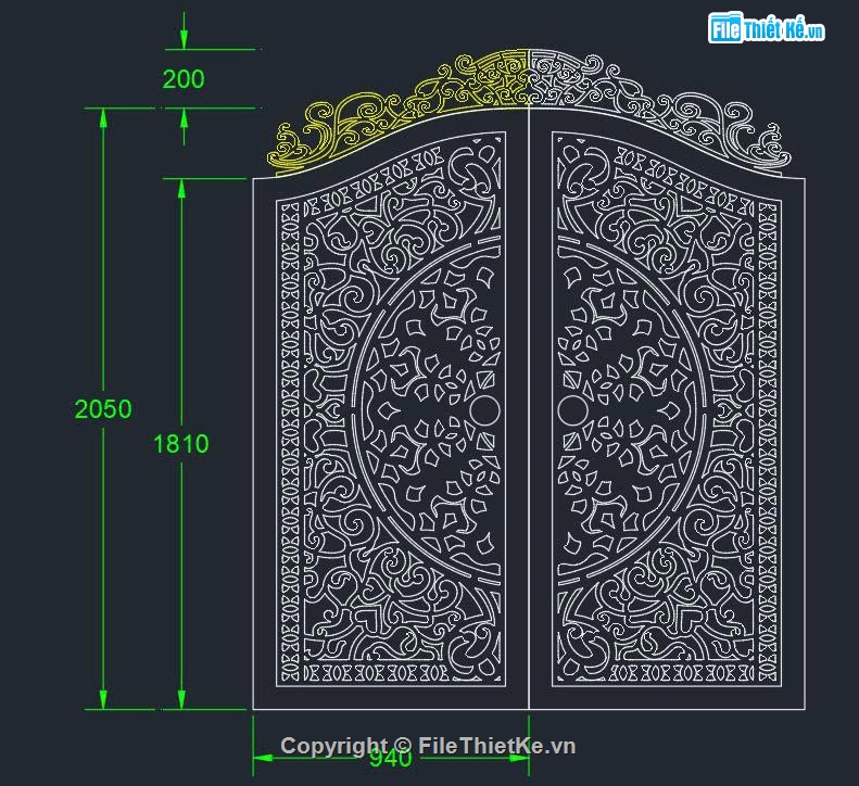 cổng trống đồng cnc,File cổng 2 cánh cnc,cổng trống đồng