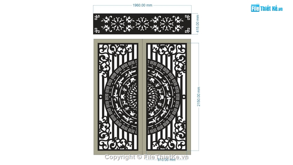 cổng trống đồng cnc,File cổng 2 cánh cnc,cổng trống đồng