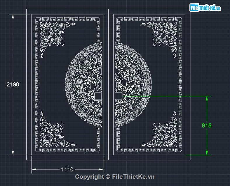 cổng trống đồng cnc,File cổng 2 cánh cnc,file cnc cổng 2 cánh đẹp