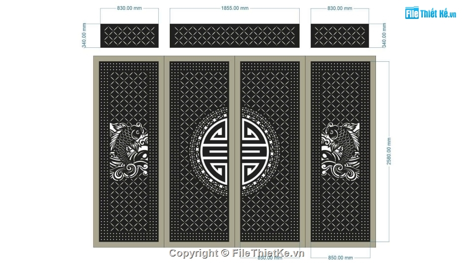 cổng 4 cánh cnc,File cổng 4 cánh,cổng cá