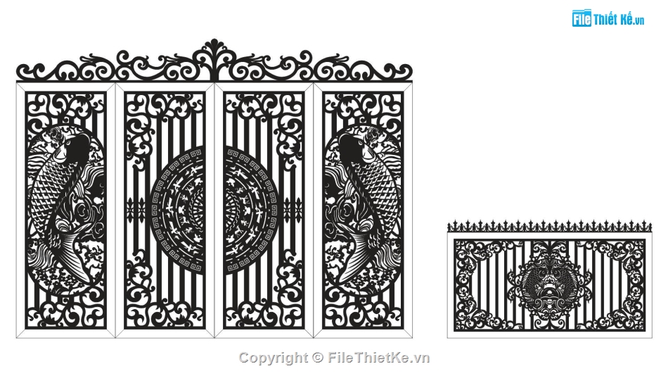 cá chép cnc,cổng 4 cánh cnc,cổng rào,hàng rào