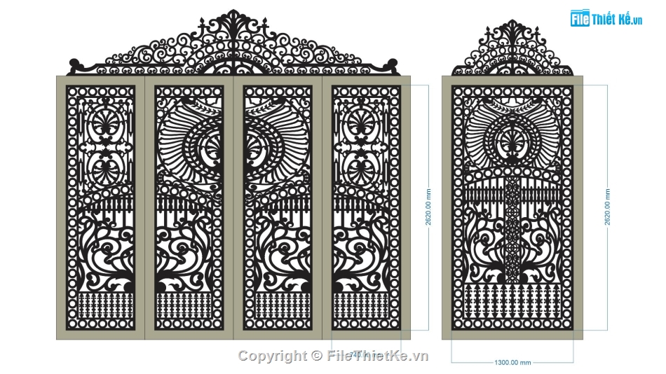 cổng 4 cánh chính phụ,mẫu cnc cổng chính phụ,file cnc cổng chính phụ