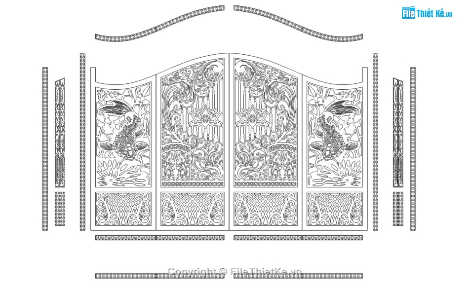 cổng 4 cánh hiện đại,File cổng 4 cánh,model cổng 4 cánh,file thiết kế cổng đẹp