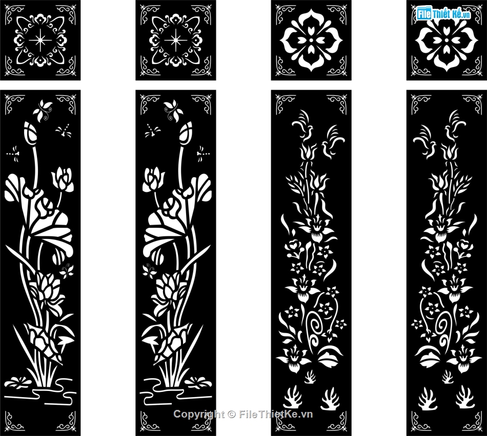 cổng hoa văn 4 cánh,hoa sen cnc,File hoa văn