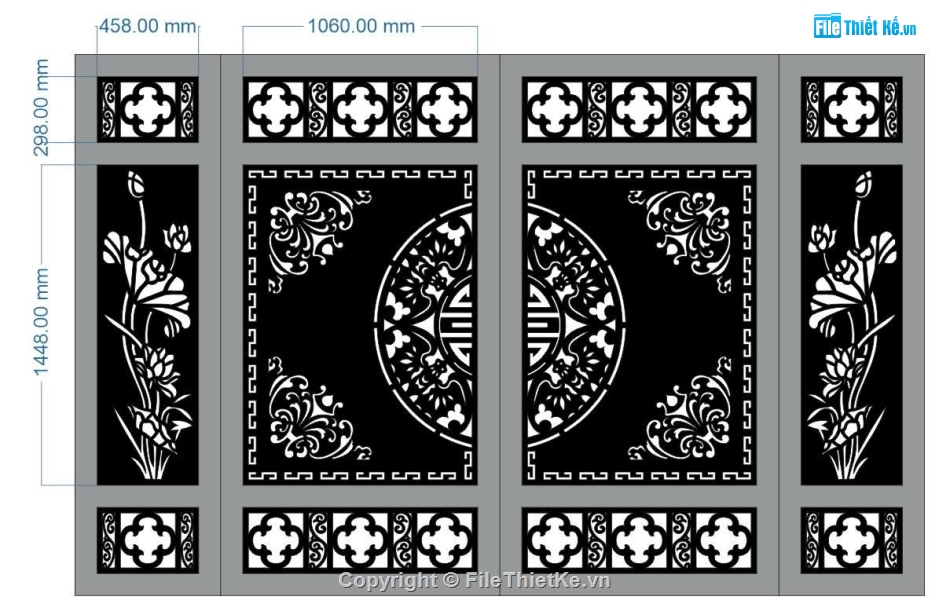 cổng 4 cánh cnc,File cổng 4 cánh,cổng dxf