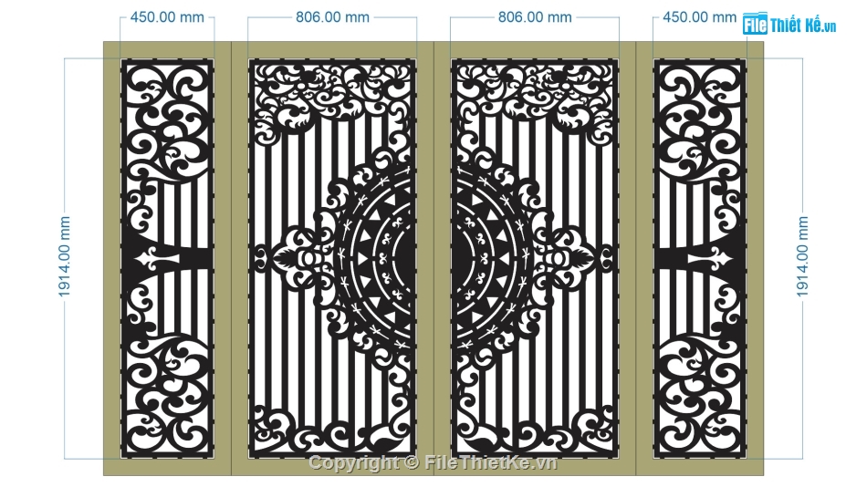 cổng đẹp 4 cánh,cổng 4 cánh cnc,file cnc cổng 4 cánh,mẫu cnc cổng 4 cánh