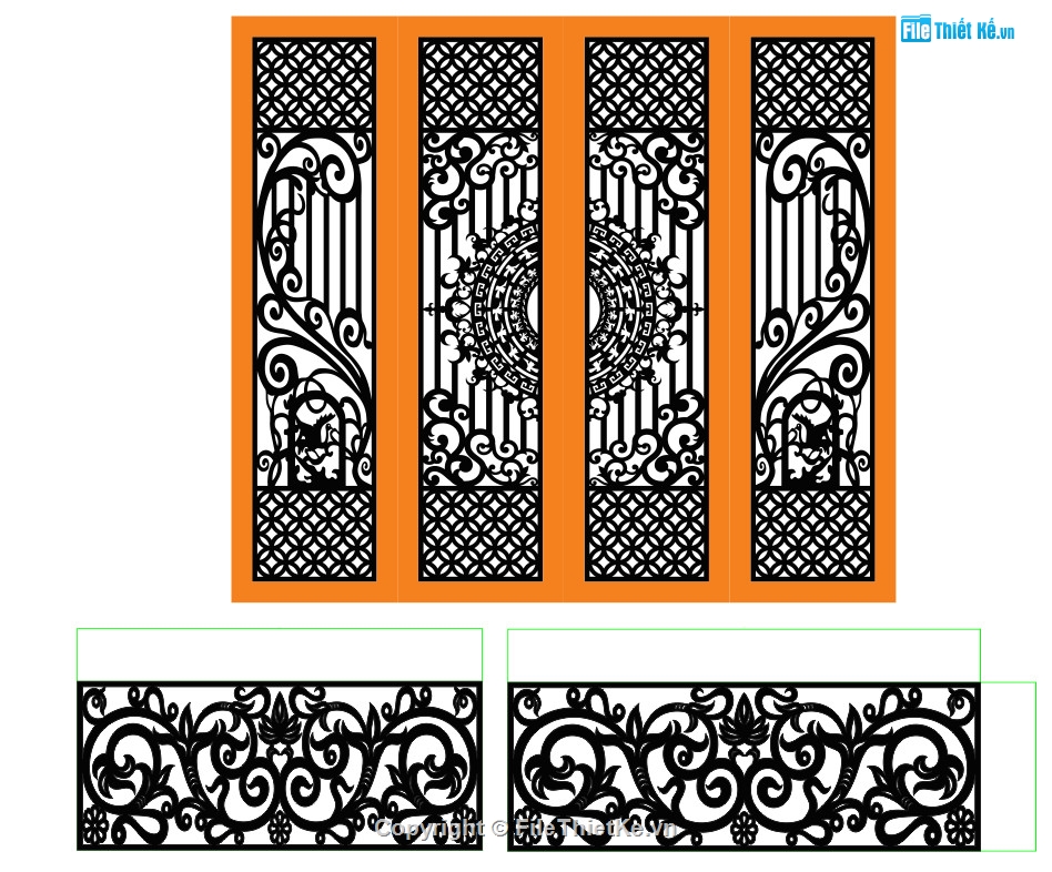 cổng 4 cánh hiện đại,mẫu cnc cổng 4 cánh,file cnc cổng 4 cánh,cổng 4 cánh cắt cnc