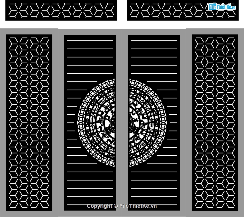 cổng 4 cánh cnc,cổng trống đồng cnc,ô thoáng