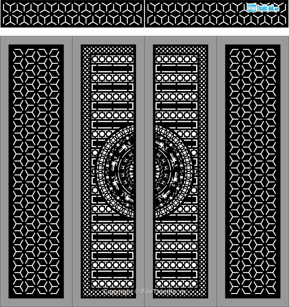 mẫu cổng,mẫu cổng 4 cánh,cổng dxf trống đồng