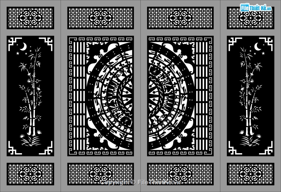 autocad trống đồng,autocad cổng cnc,cổng 4 cánh cnc,file cnc cổng 4 cánh