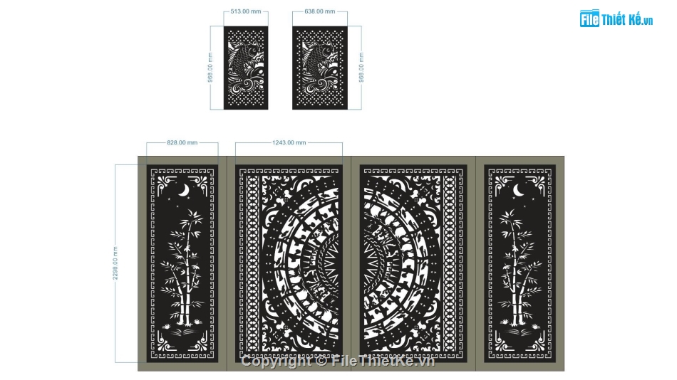 cổng 4 cánh cnc,cổng trống đồng cnc,File cổng 4 cánh