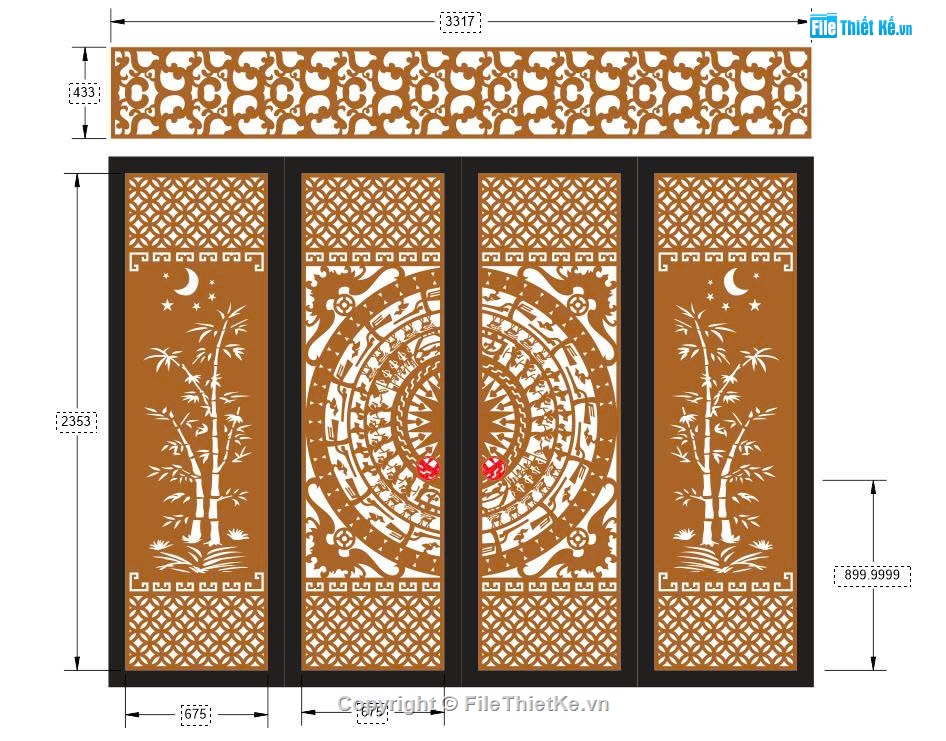 cổng 4 cánh cnc,cổng trống đồng cnc,File cổng 4 cánh