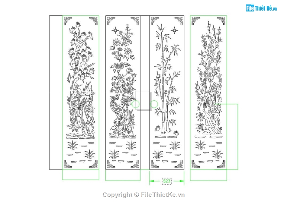 cổng 4 cánh cnc,File cổng 4 cánh,file cổng dxf đẹp