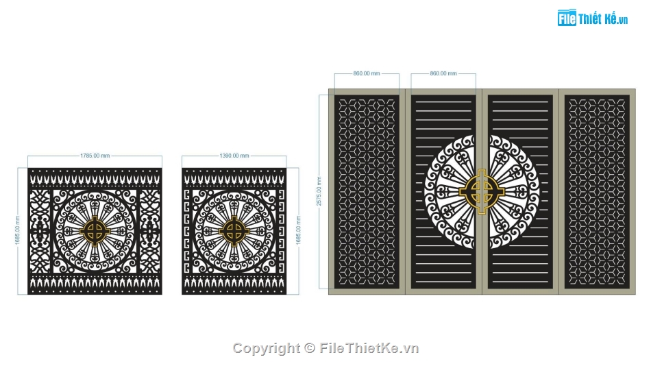 hàng rào,cổng 4 cánh cnc,File cổng 4 cánh