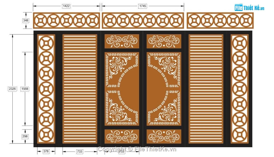 cổng trống đồng cnc,cổng trống đồng,đồng tiền cnc,cổng 6 cánh cnc
