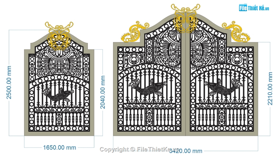 cổng cnc cá chép đẹp,mẫu cổng chính phụ cnc,file cnc cổng chính phụ