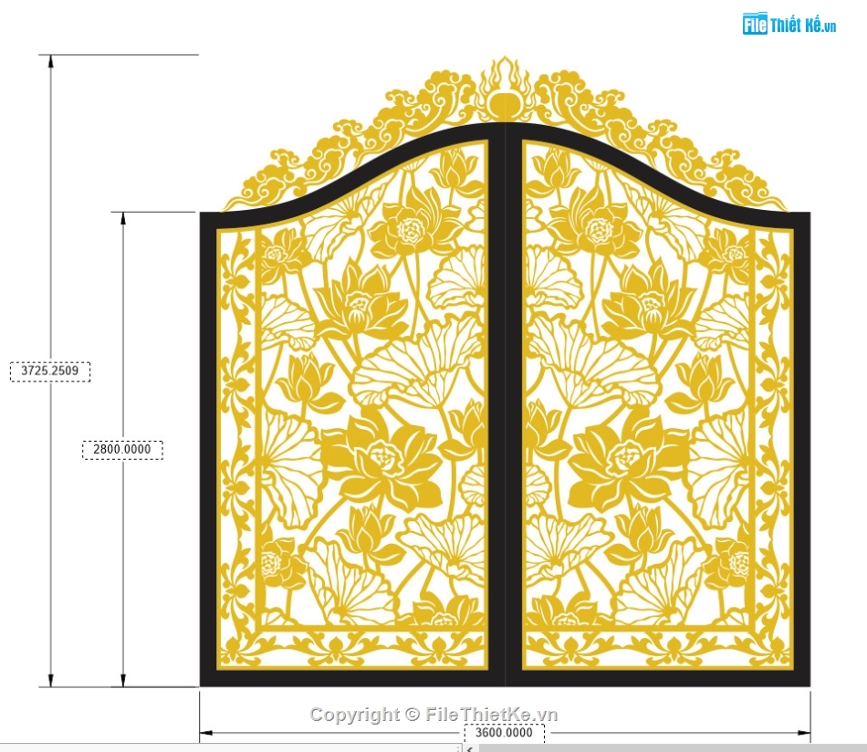 mẫu cổng chùa,cổng cnc 2 cánh,cổng sen,file cnc cổng sen